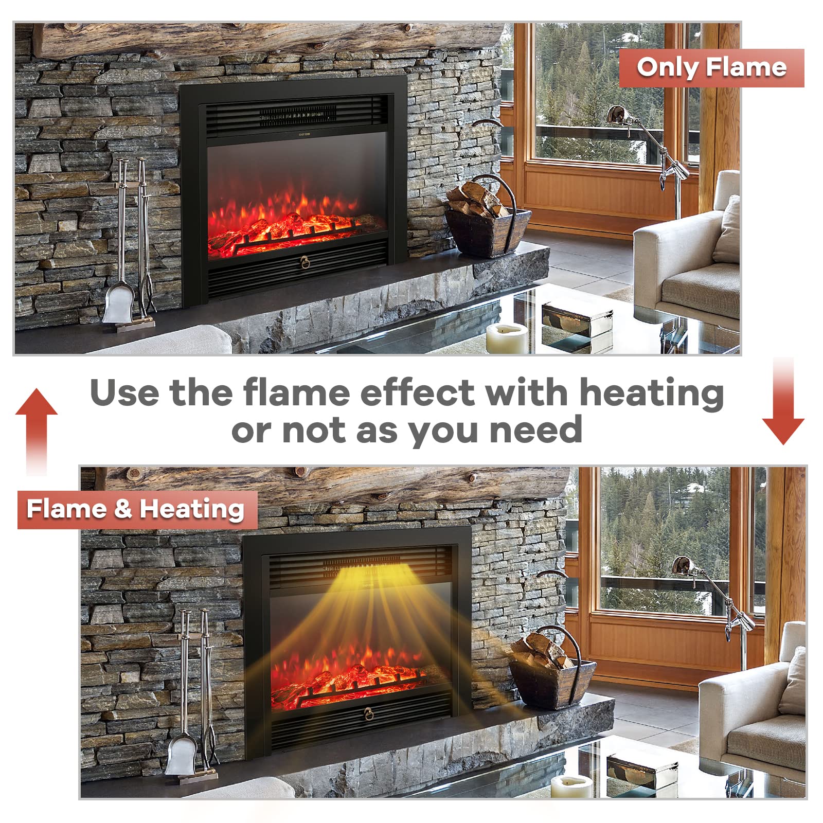 28.5" Electric Fireplace Insert with Remote Control