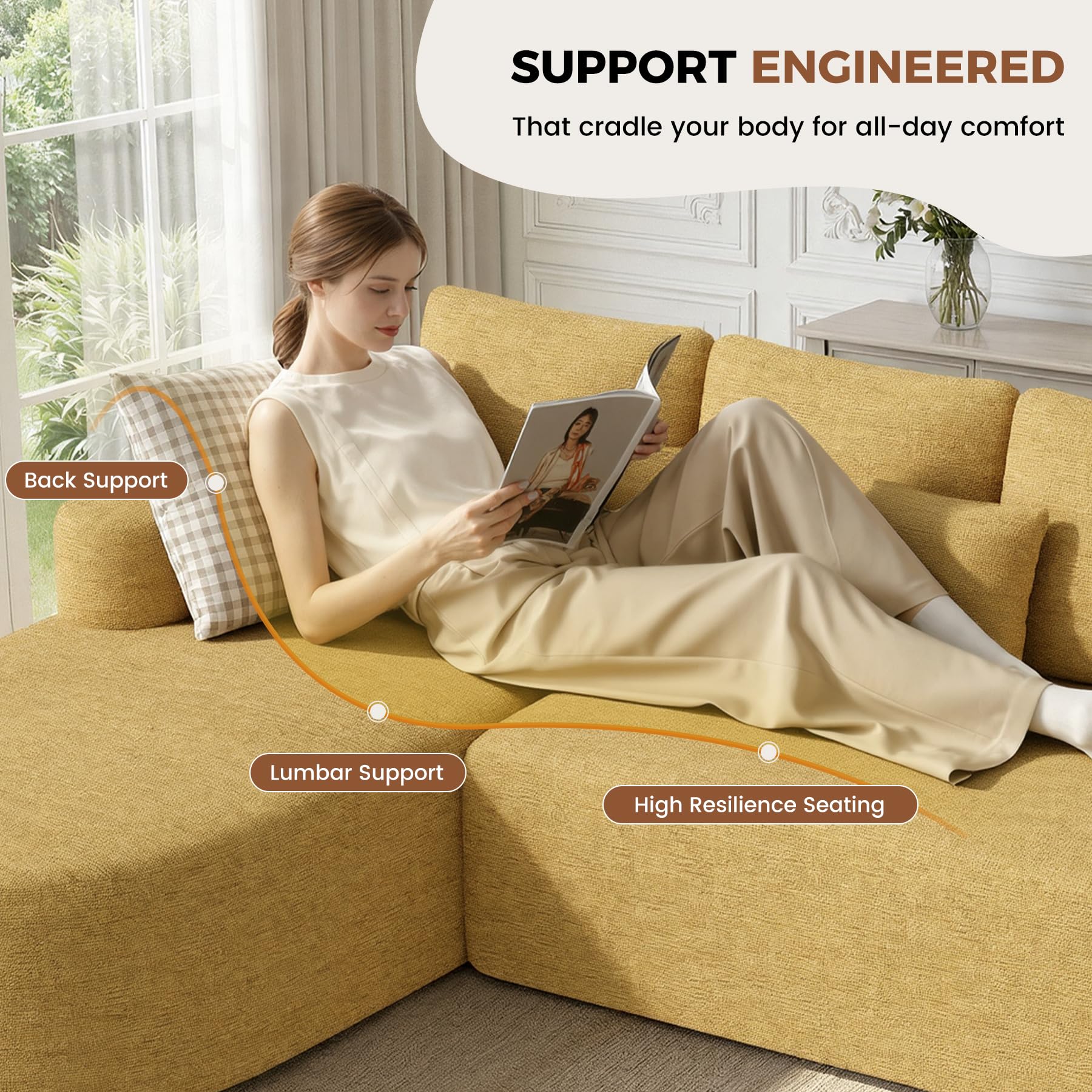 112" Modular Curved Sofa with Deep Seat