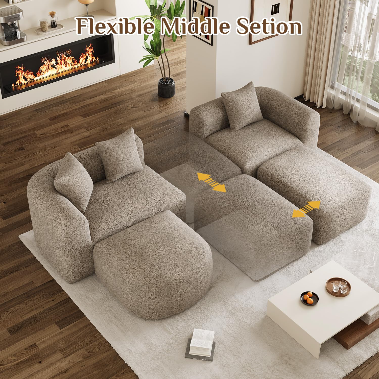 Modular Cloud Sectional Sofa with Ottoman