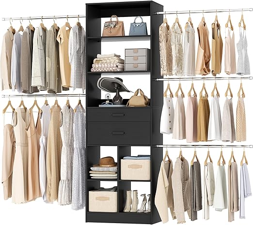 Closet Organizer System with Drawers and Shelves