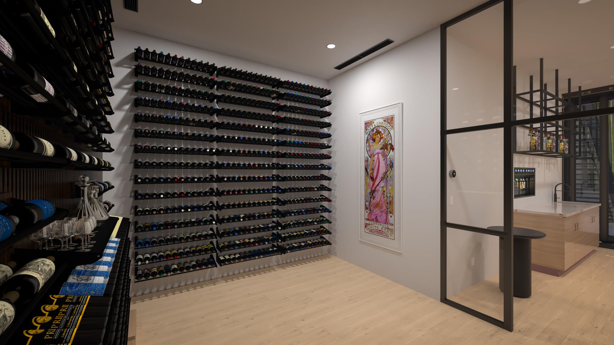 Wall Mount Wine Rack 12 Bottle Matte Black