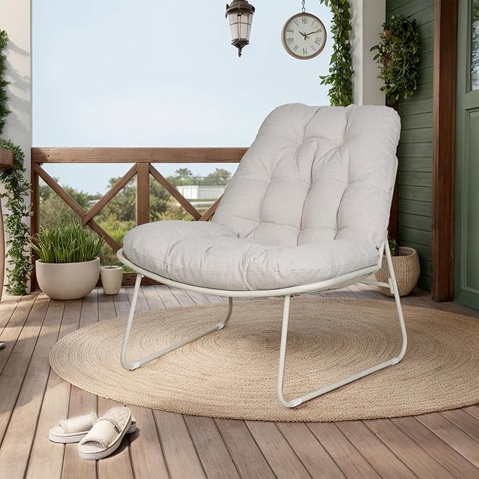 Modern Metal Outdoor Lounge Chair with Cushion