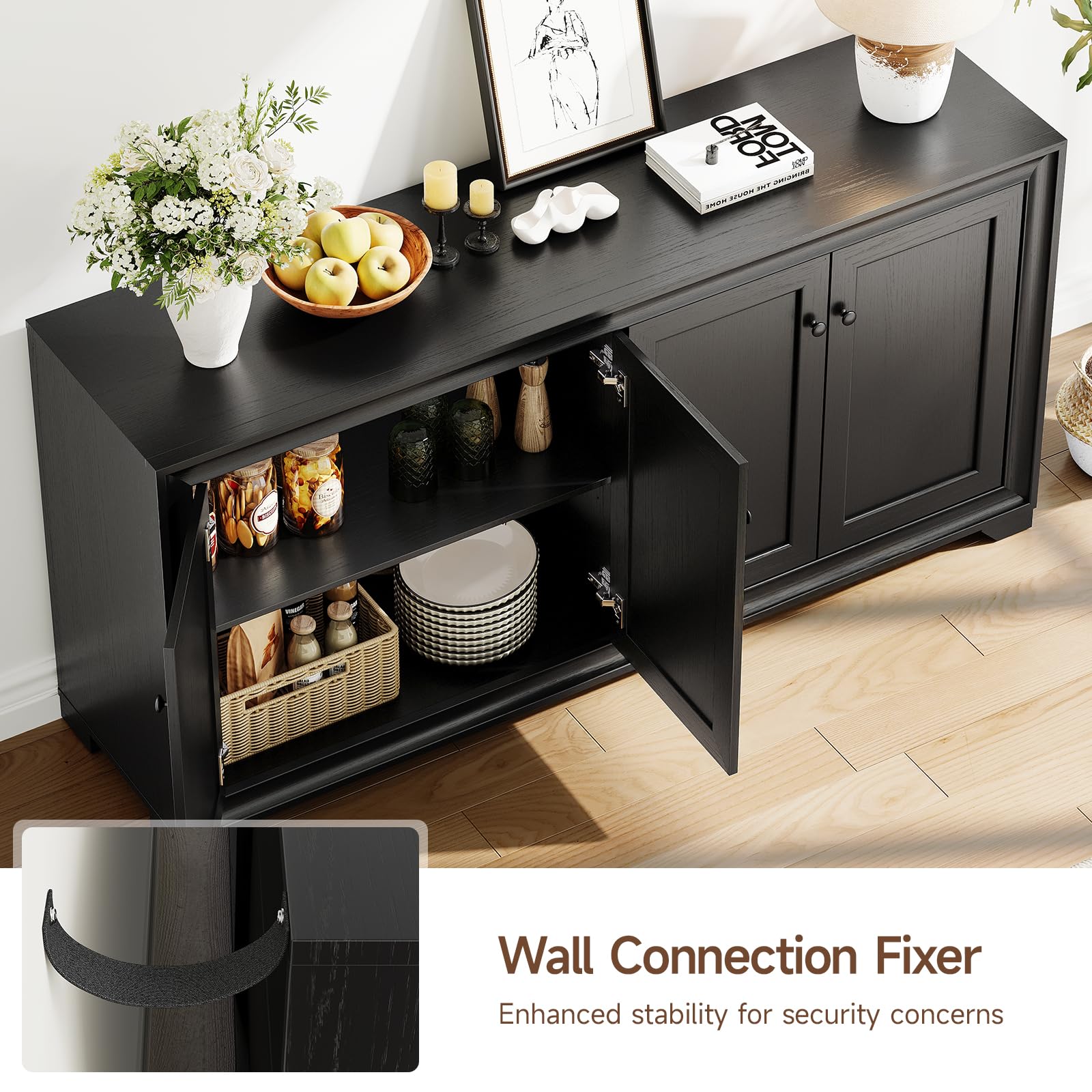 60" Buffet Cabinet with Storage and Adjustable Shelves