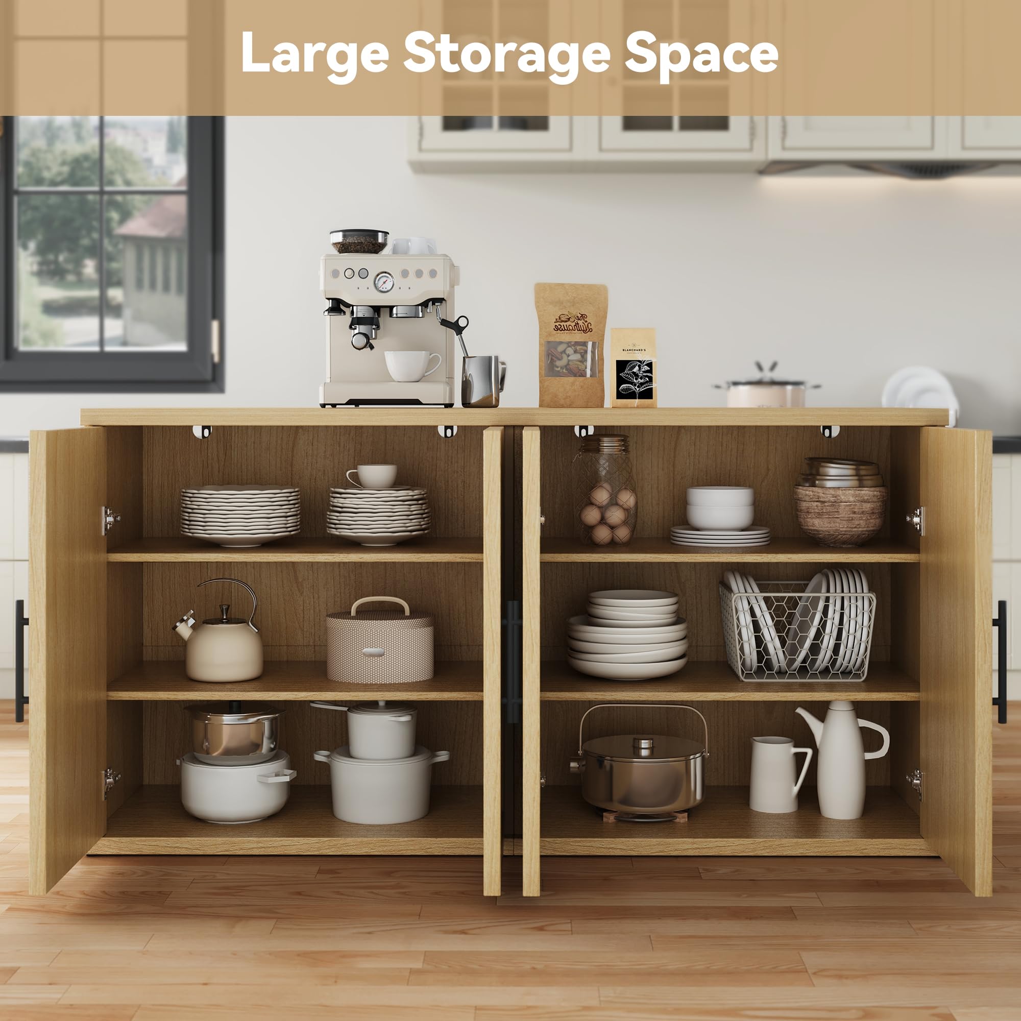 63" Fluted Buffet Cabinet with Storage