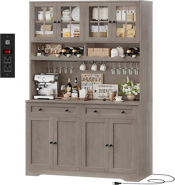 Kitchen Pantry Cabinet with Charging Station