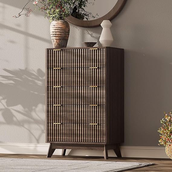 47 Inch Wide 6 Drawer Dresser with Fluted Design