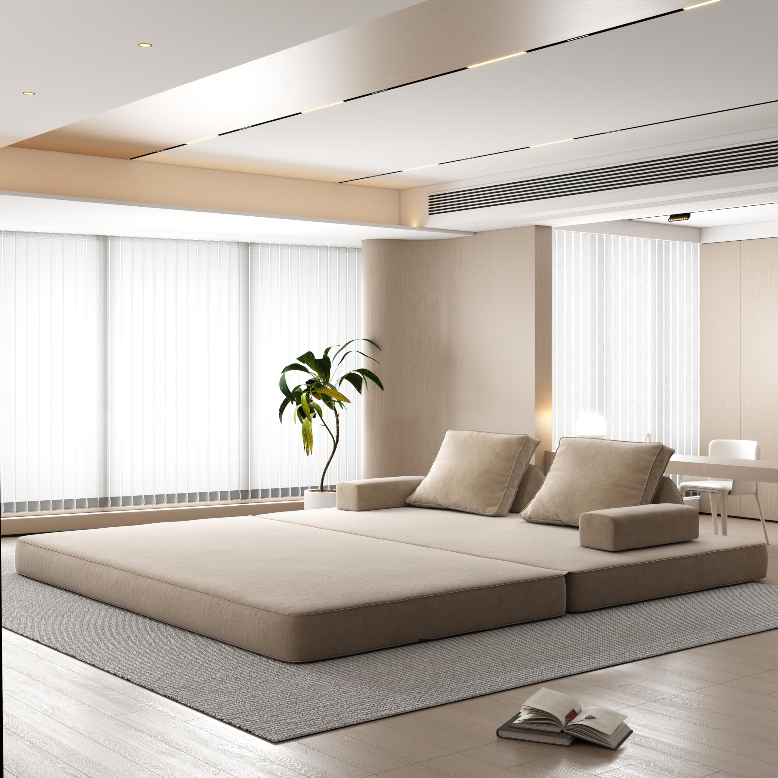 Convertible Floor Sleeper Sofa Bed with Adjustable Backrests