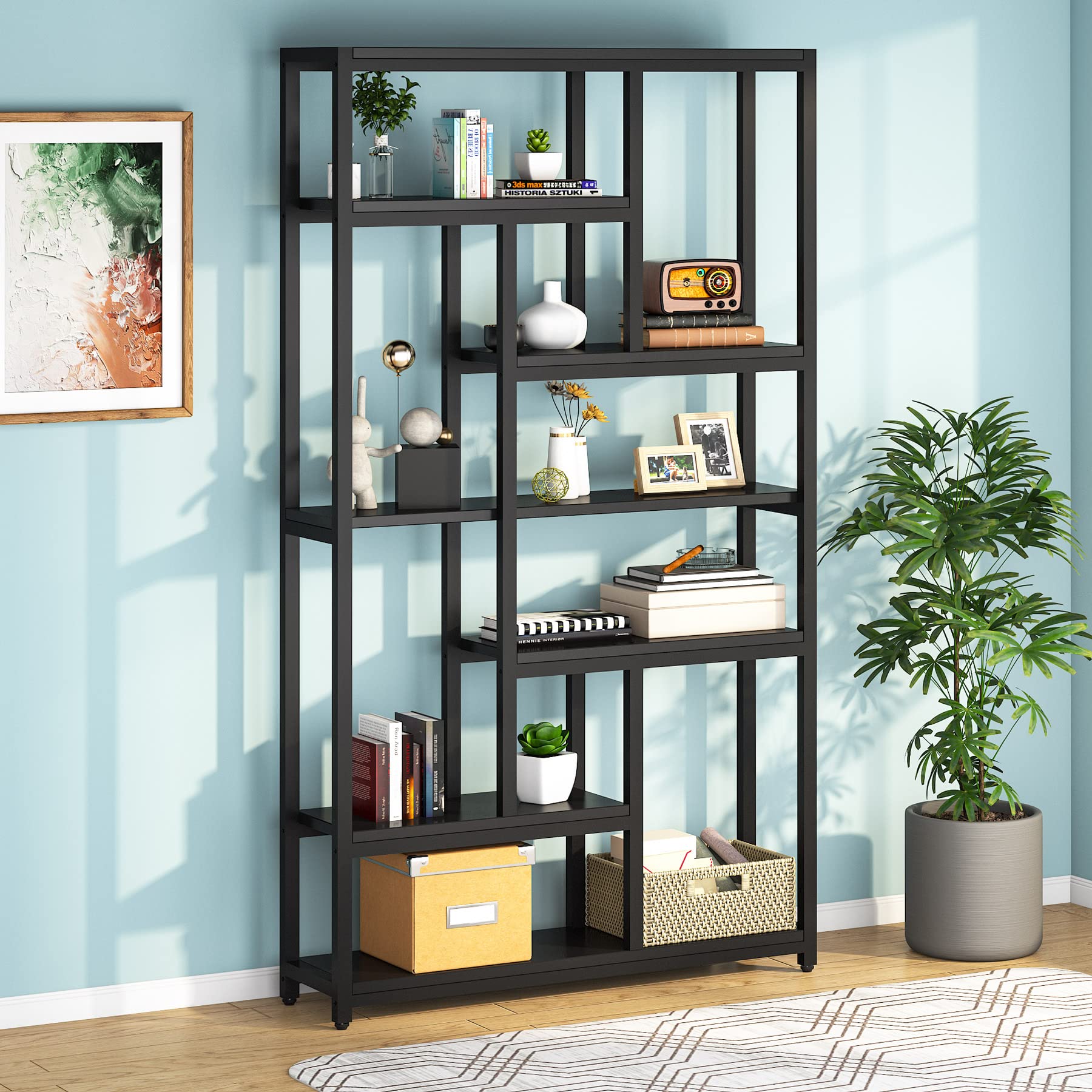 79 Inch Bookshelf 7-Tier Tall Bookcase with 10 Open Shelves