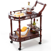 2-Tier Mobile Bar Cart with Wheels