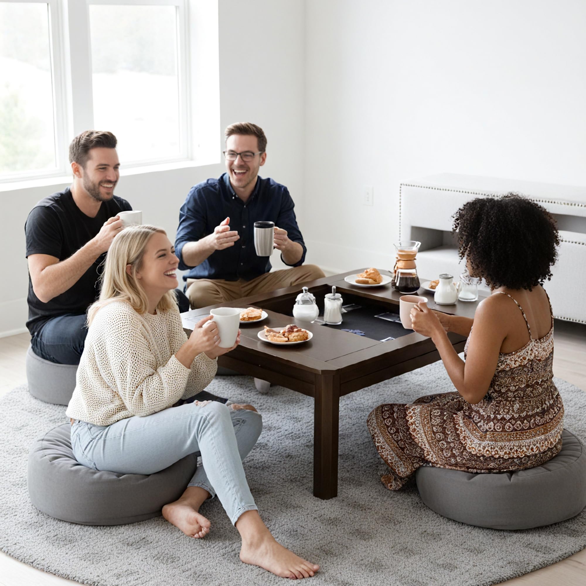 Solid Wood Board Game Coffee Table with Removable Top