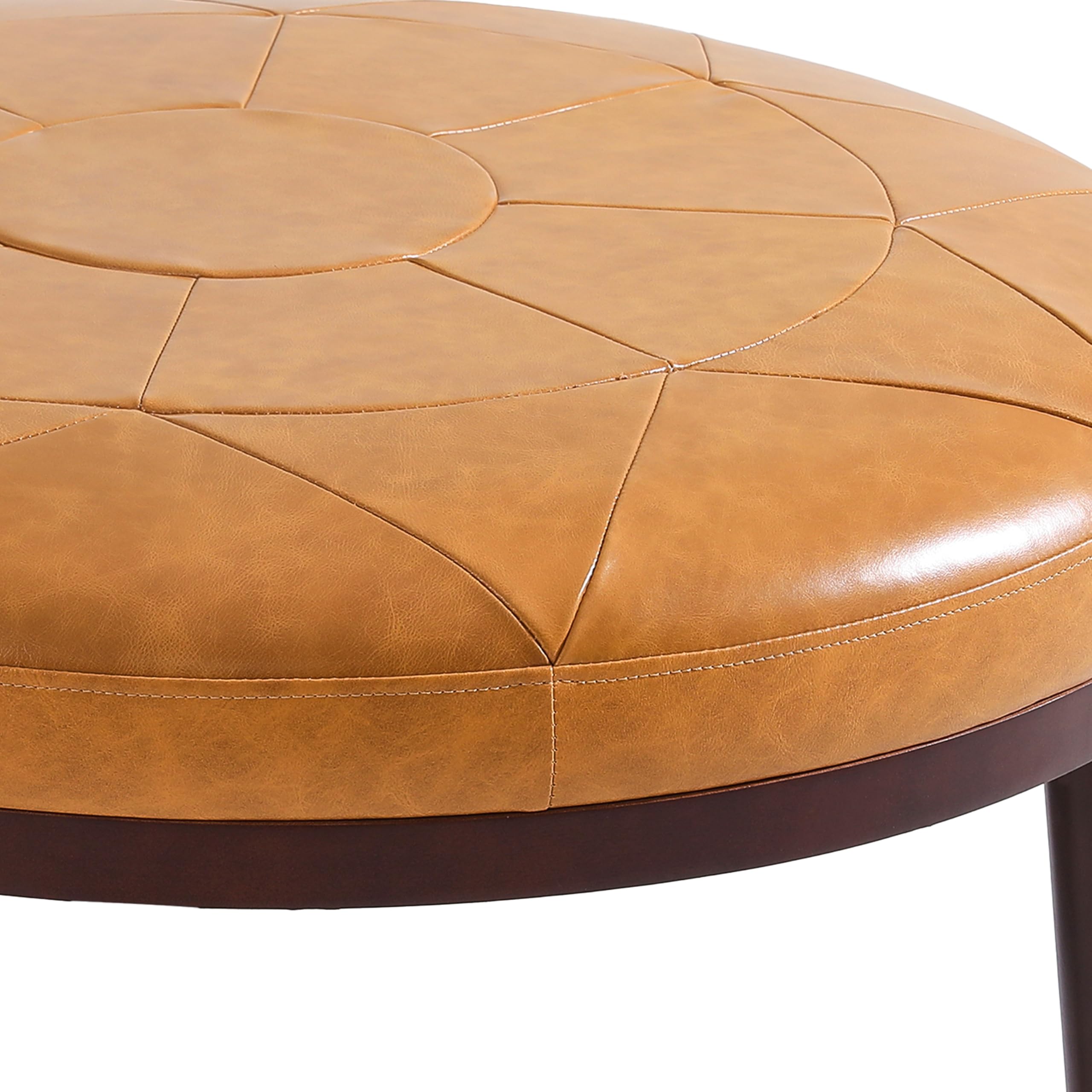 Round Leather Ottoman Coffee Table