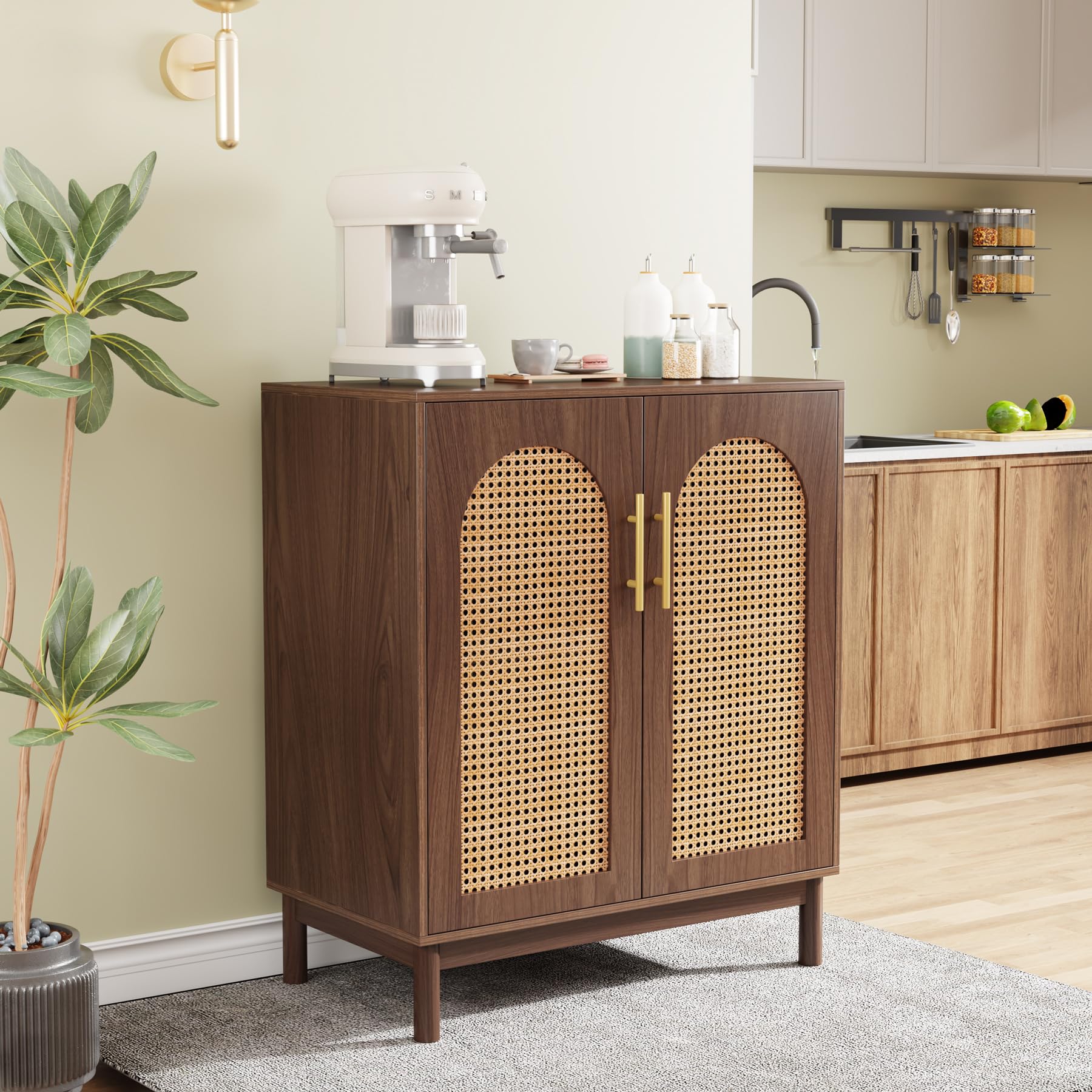 Rattan Sideboard Buffet Cabinet Set of 2