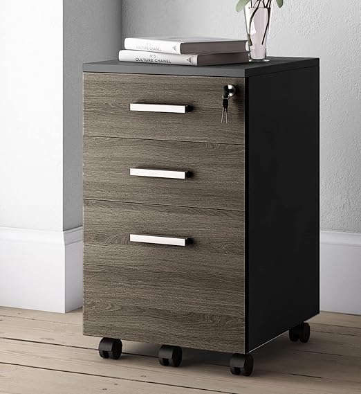 3-Drawer Rolling File Cabinet with Lock
