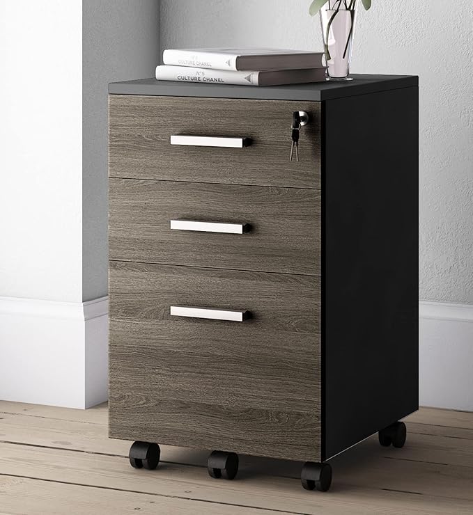 Lazio 3-Drawer Rolling File Cabinet with Lock