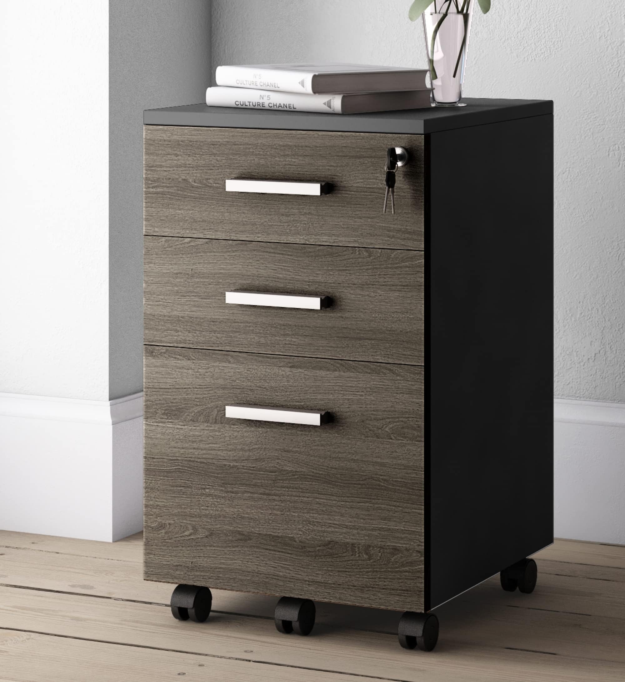 Lazio 3-Drawer Rolling File Cabinet with Lock