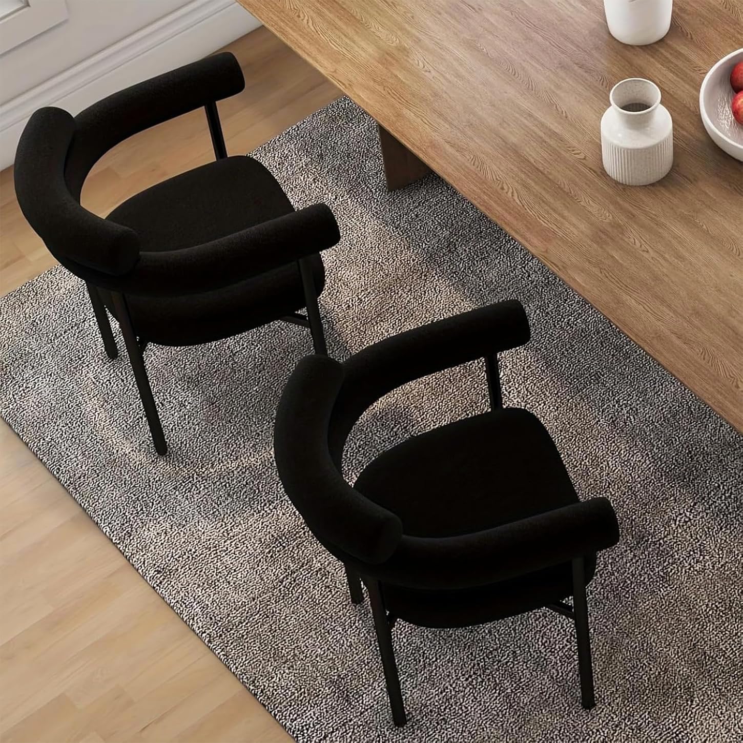 Black Dining Chairs Set of 4 with Arms