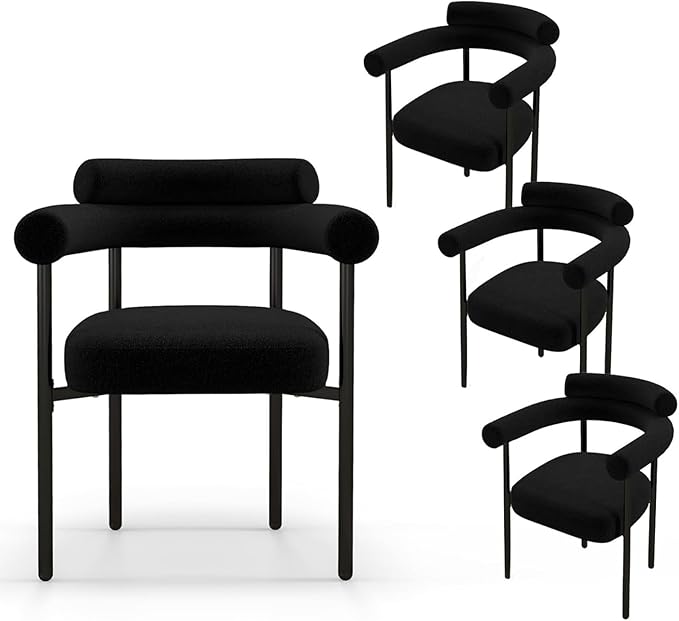 Black Dining Chairs Set of 4 with Arms