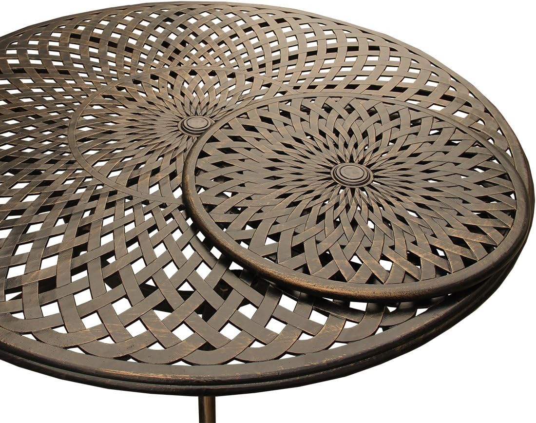59" Round Outdoor Dining Set with Lazy Susan and 6 Chairs