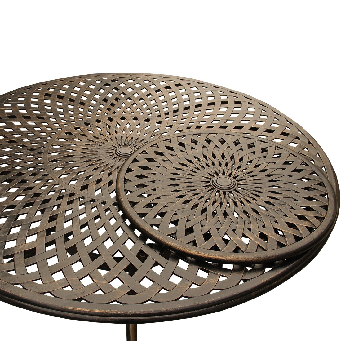 59" Round Outdoor Dining Set with Lazy Susan and 6 Chairs