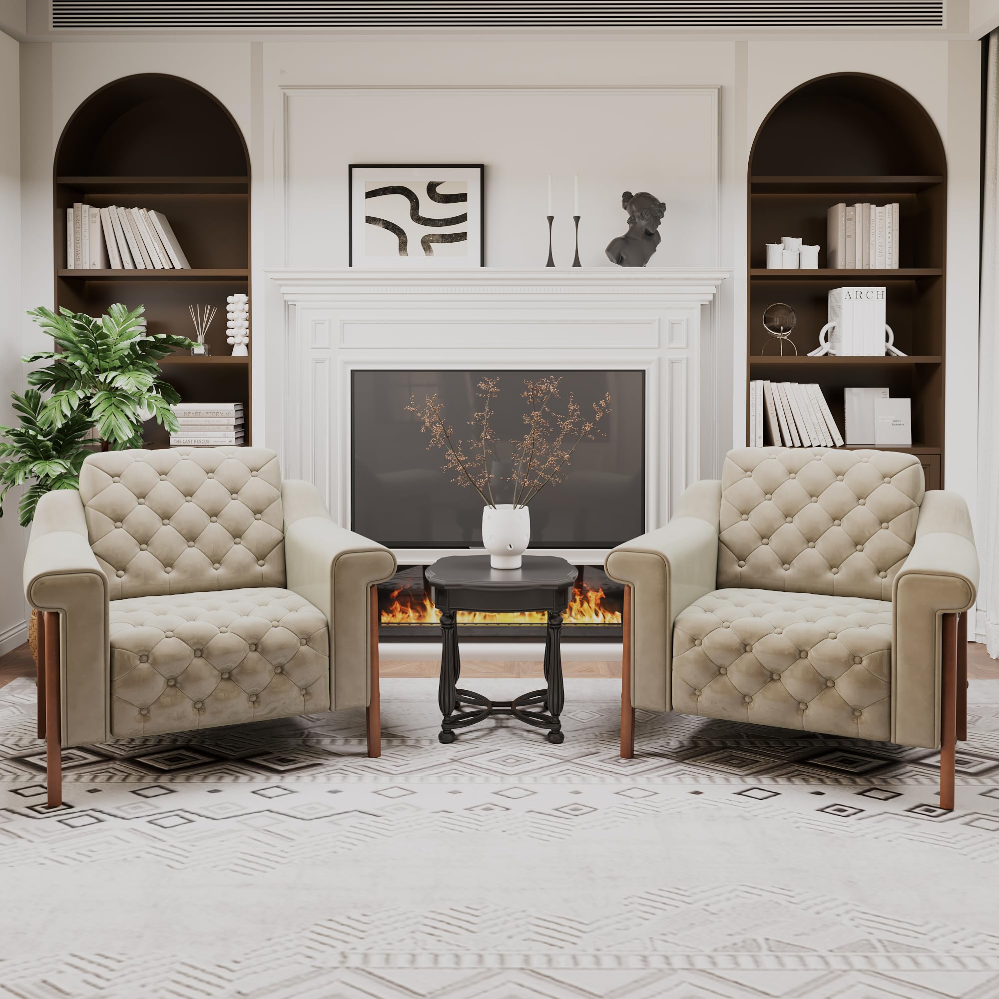 Ivory Accent Chair with PU Leather