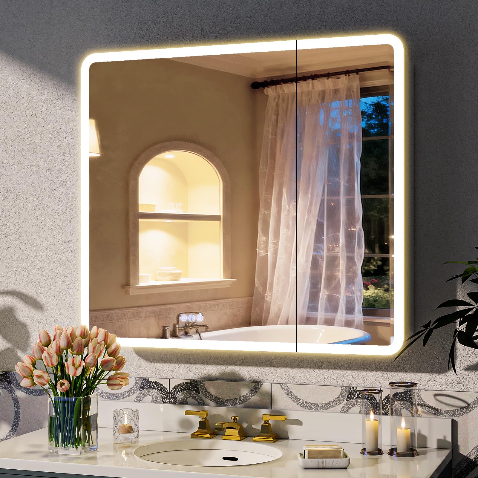 36x32 LED Bathroom Medicine Cabinet with Mirror