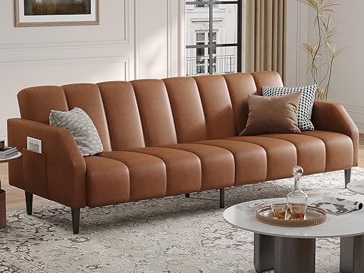 Convertible Futon Sofa Bed with Adjustable Backrest