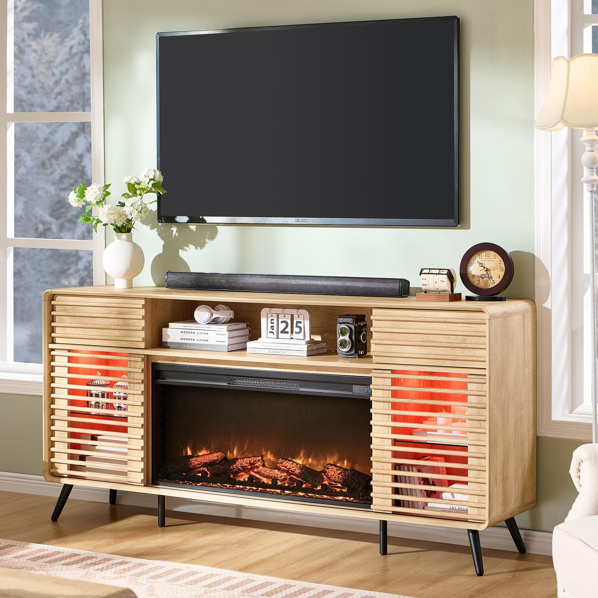 70" Fireplace TV Stand with Electric Fireplace