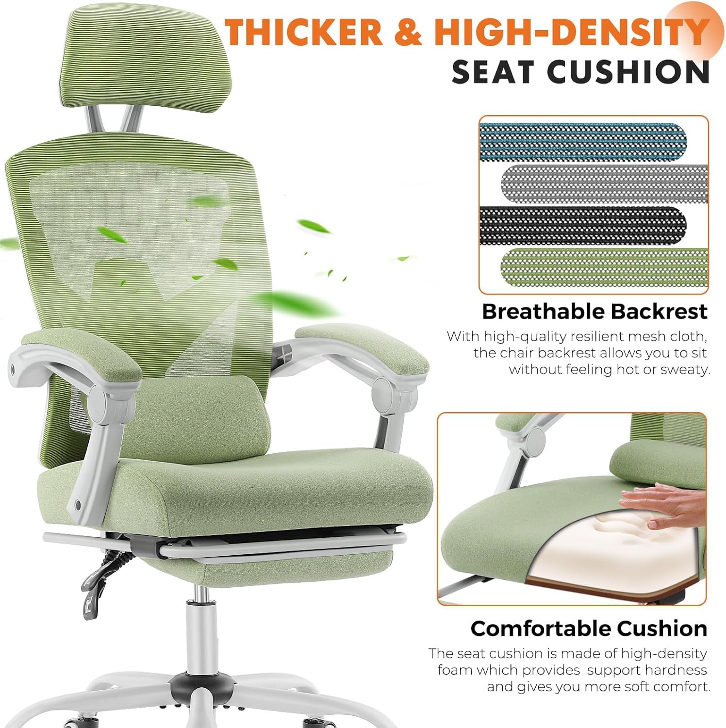 Ergonomic High-Back Mesh Office Chair with Footrest