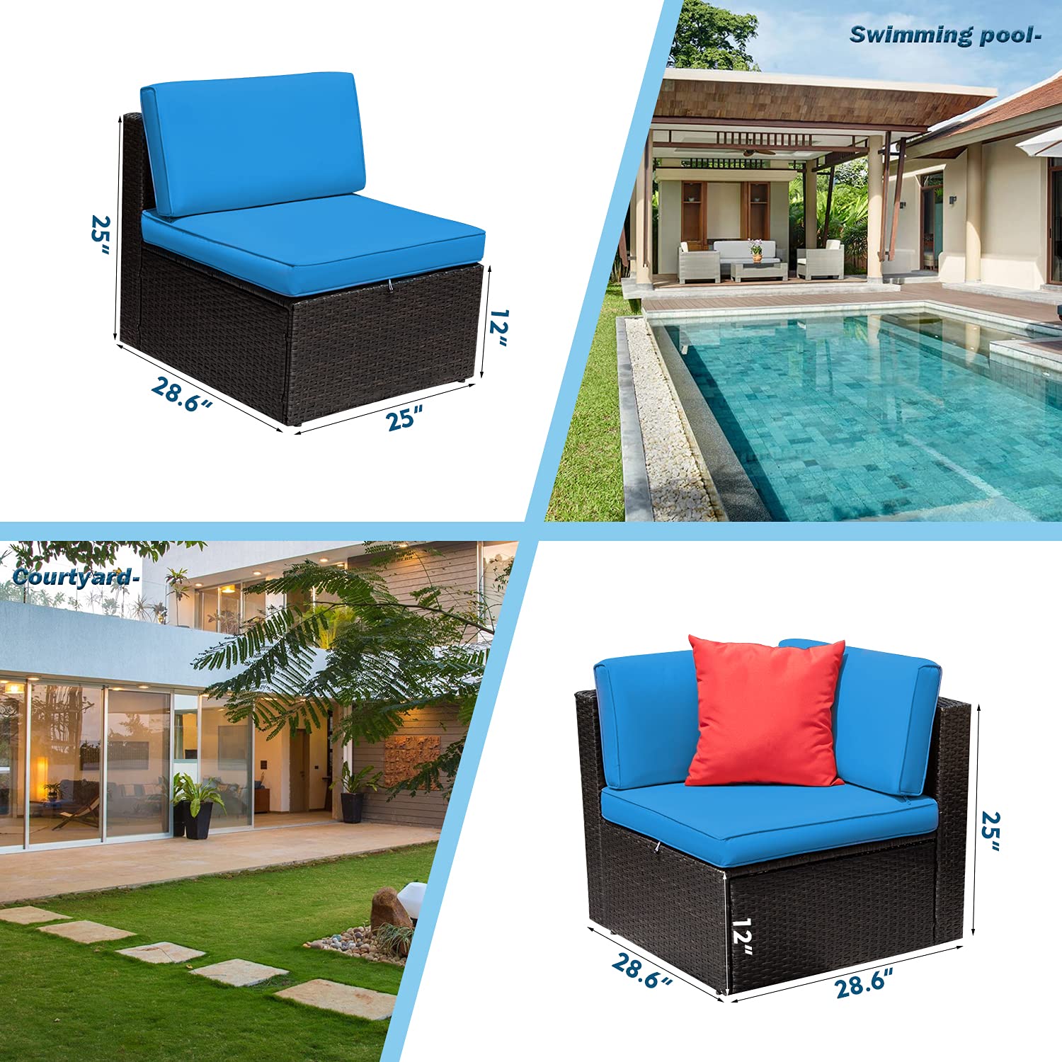2-Piece Outdoor Patio Loveseat Set with Cushions