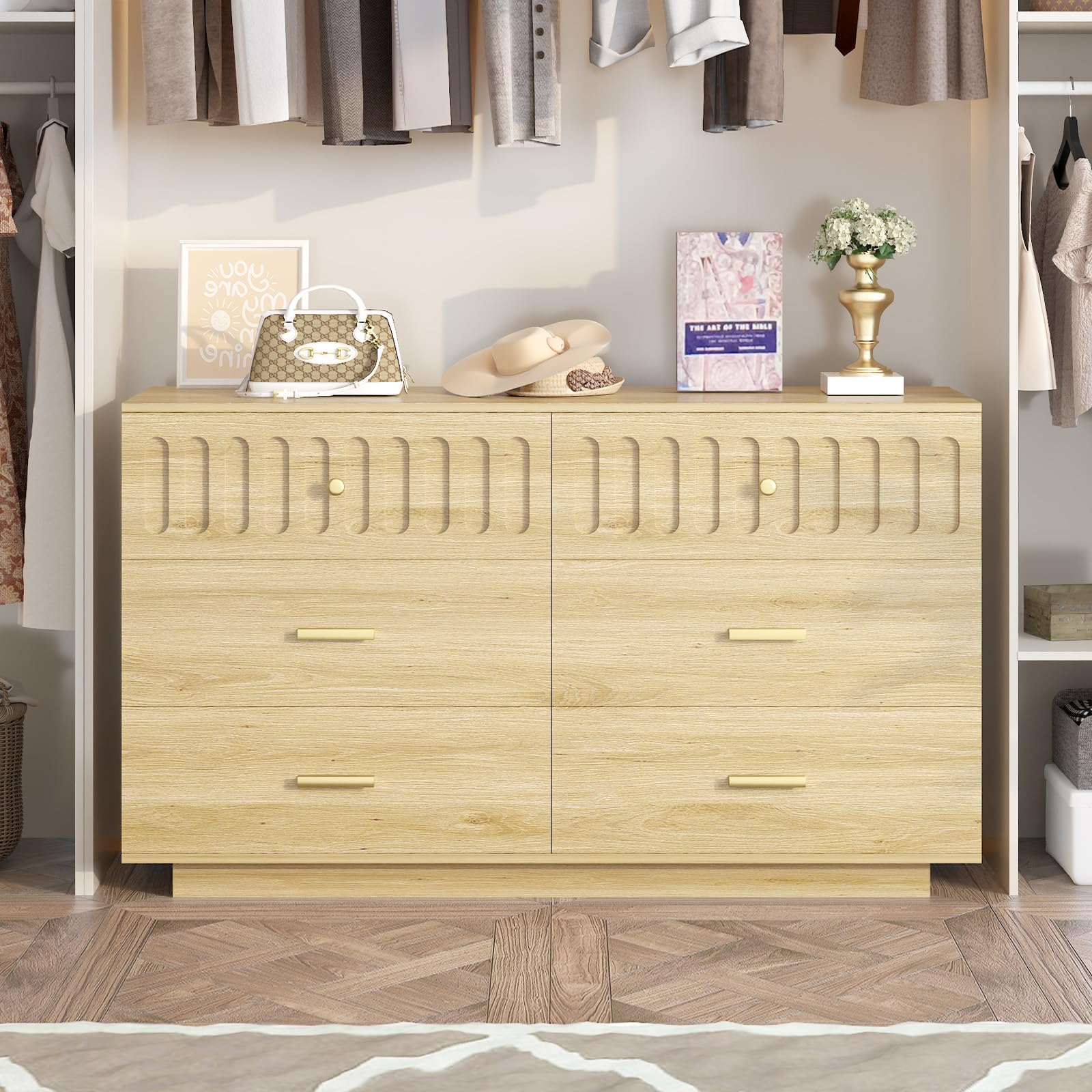 Modern Fluted 6 Drawer Dresser