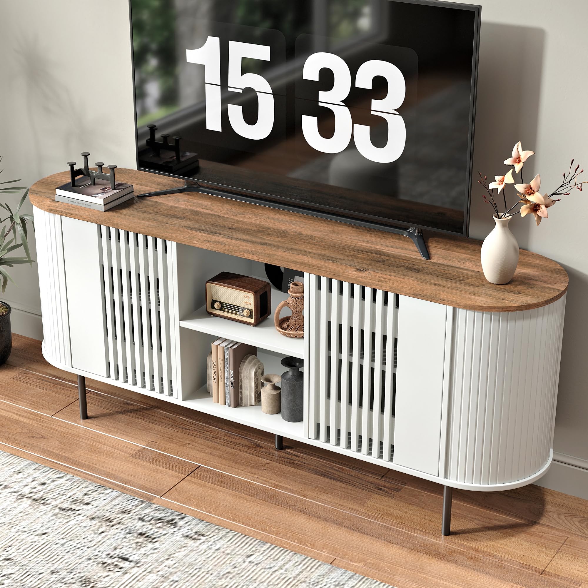 Modern TV Stand for TVs Up to 75 Inches with Adjustable Shelves