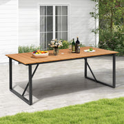 Outdoor Dining Table with Umbrella Hole 83 Inch Rectangle