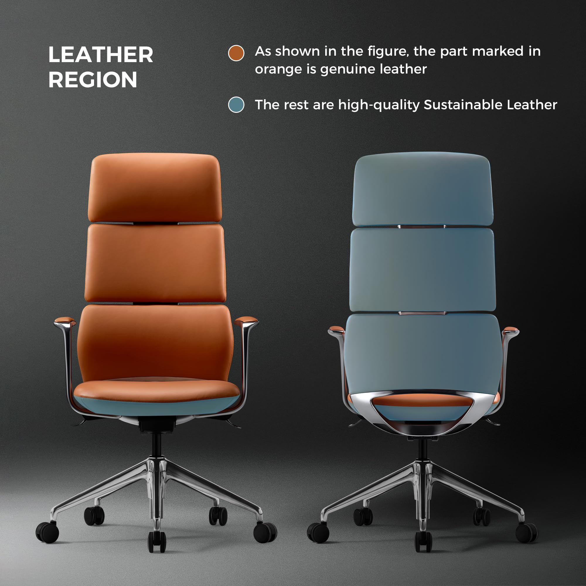 Executive Leather Office Chair High Back Ergonomic Orange