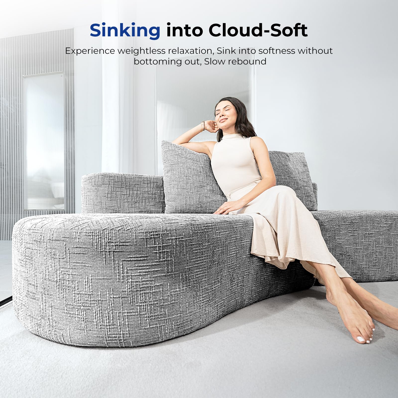 98" Curved Sofa Bed with Half Moon Design