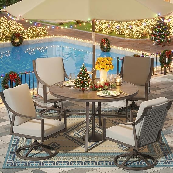 7 Piece Patio Dining Set with Swivel Chairs