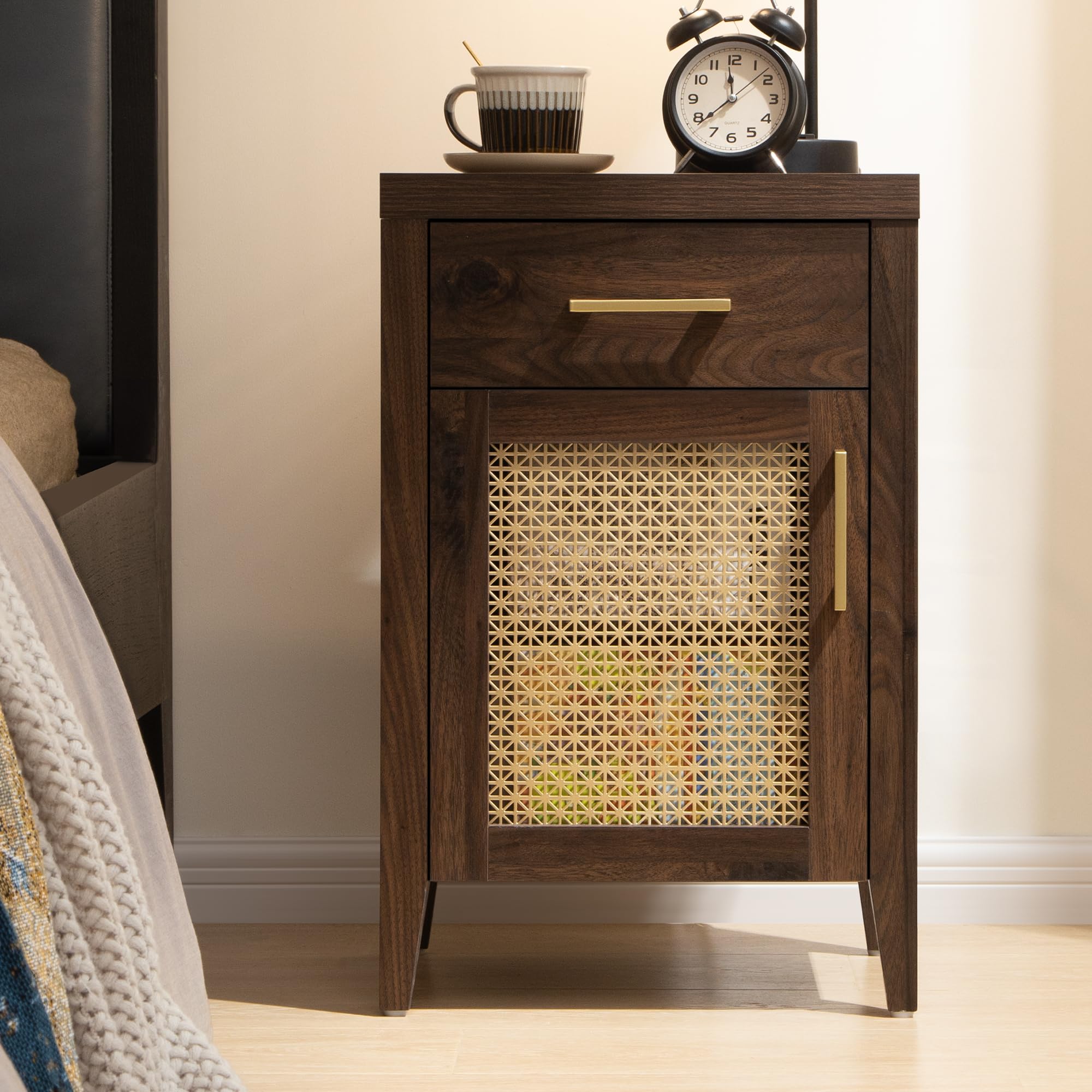 Mid-Century Modern Nightstand Set of 2 with Drawer