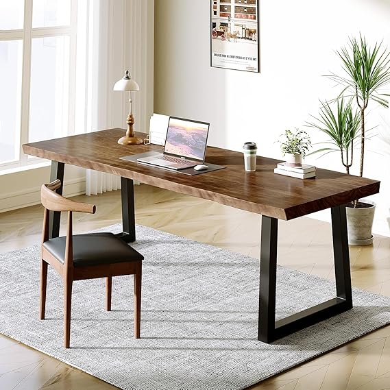Solid Wood Office Desk with Live Edge