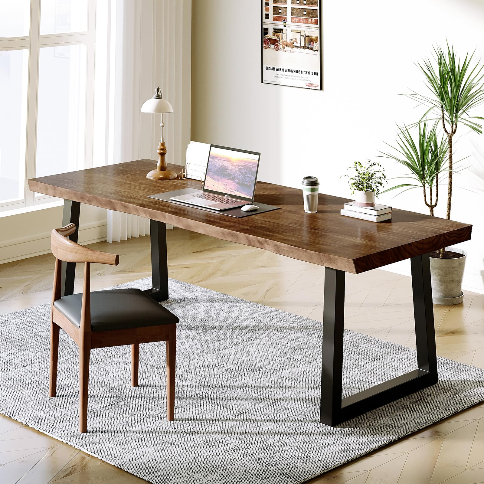 Solid Wood Office Desk with Live Edge