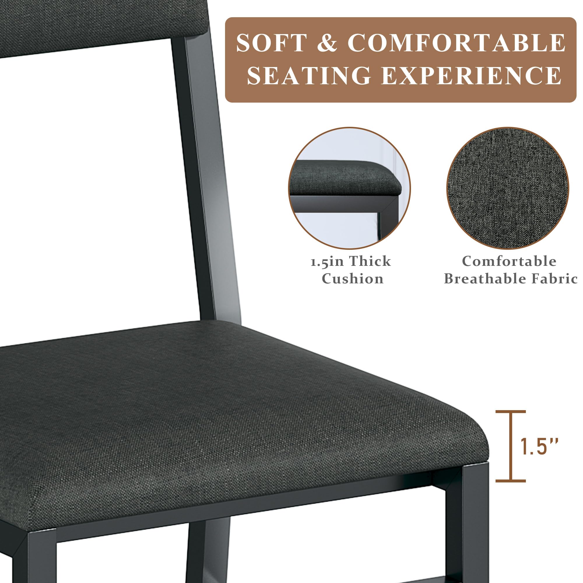 Upholstered Dining Chairs Set of 2 with Ergonomic Backrest
