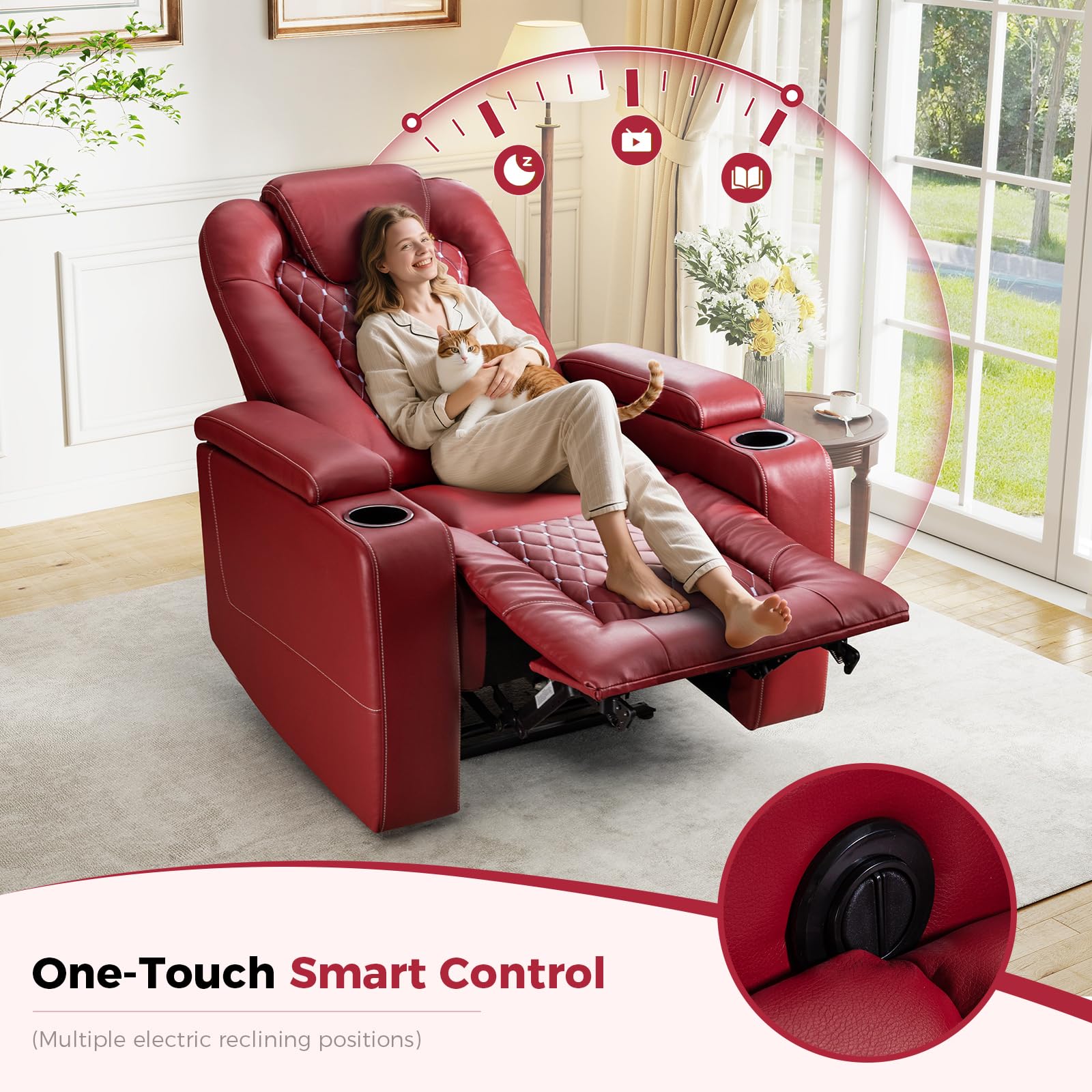 Electric Power Recliner Chair Set of 3 - USB Ports, Cup Holders, Storage