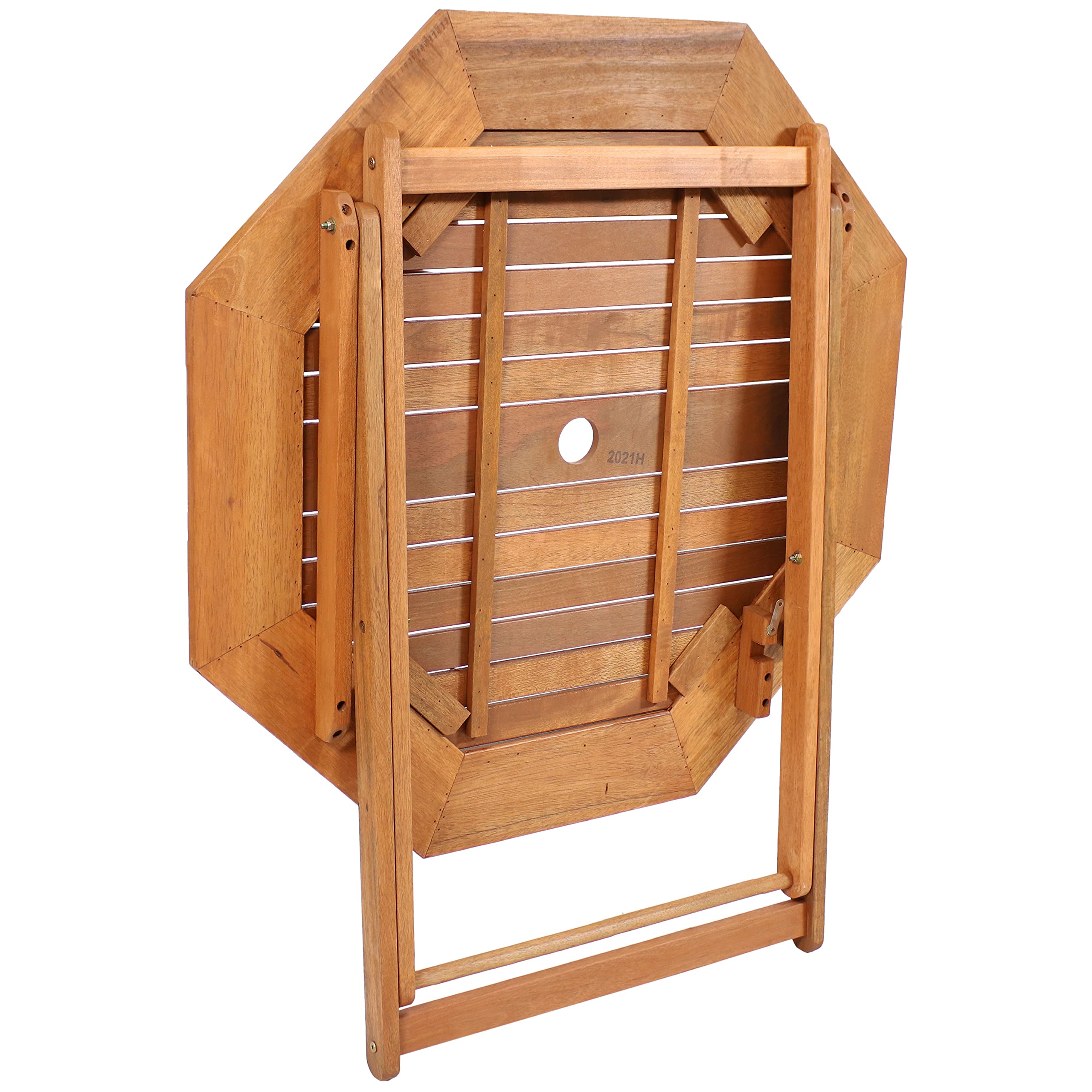 Folding Meranti Wood Outdoor Dining Table with Umbrella Hole