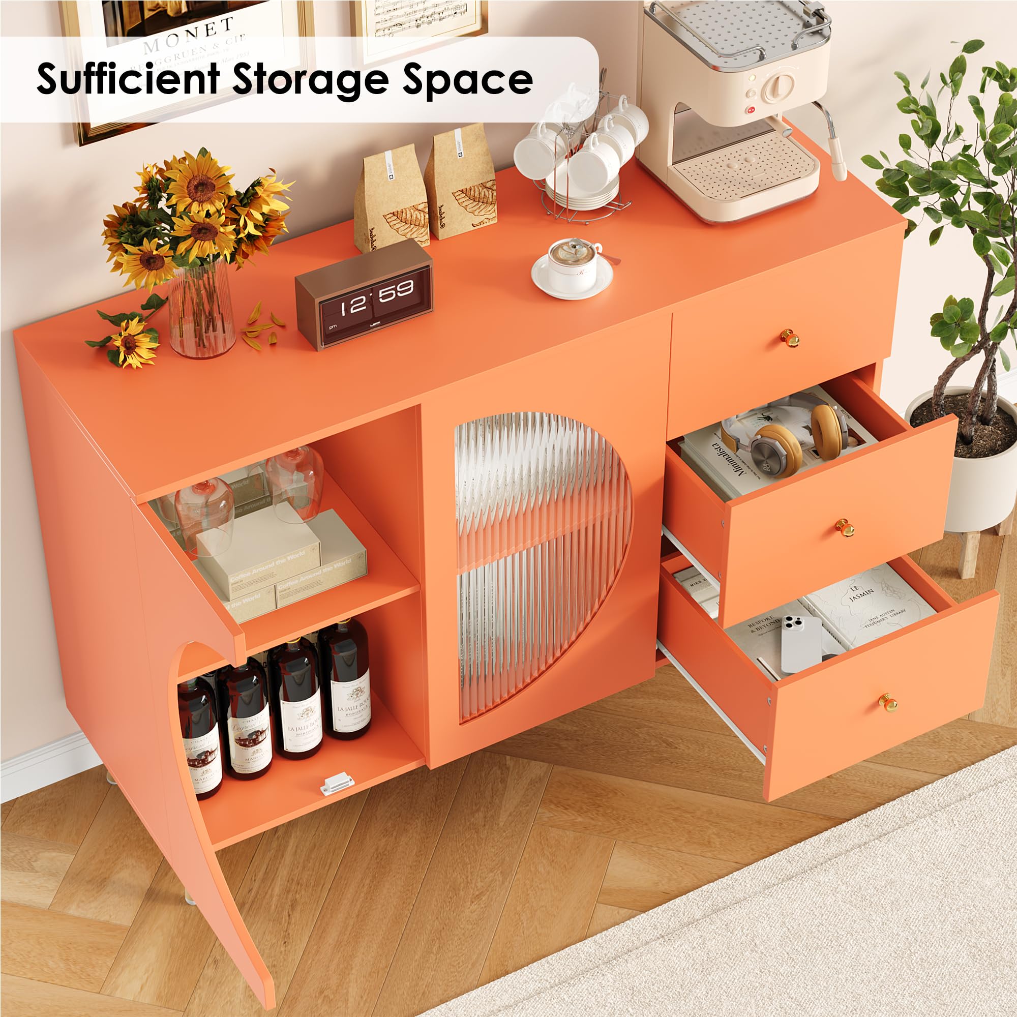 Coffee Bar Cabinet with Glass Door