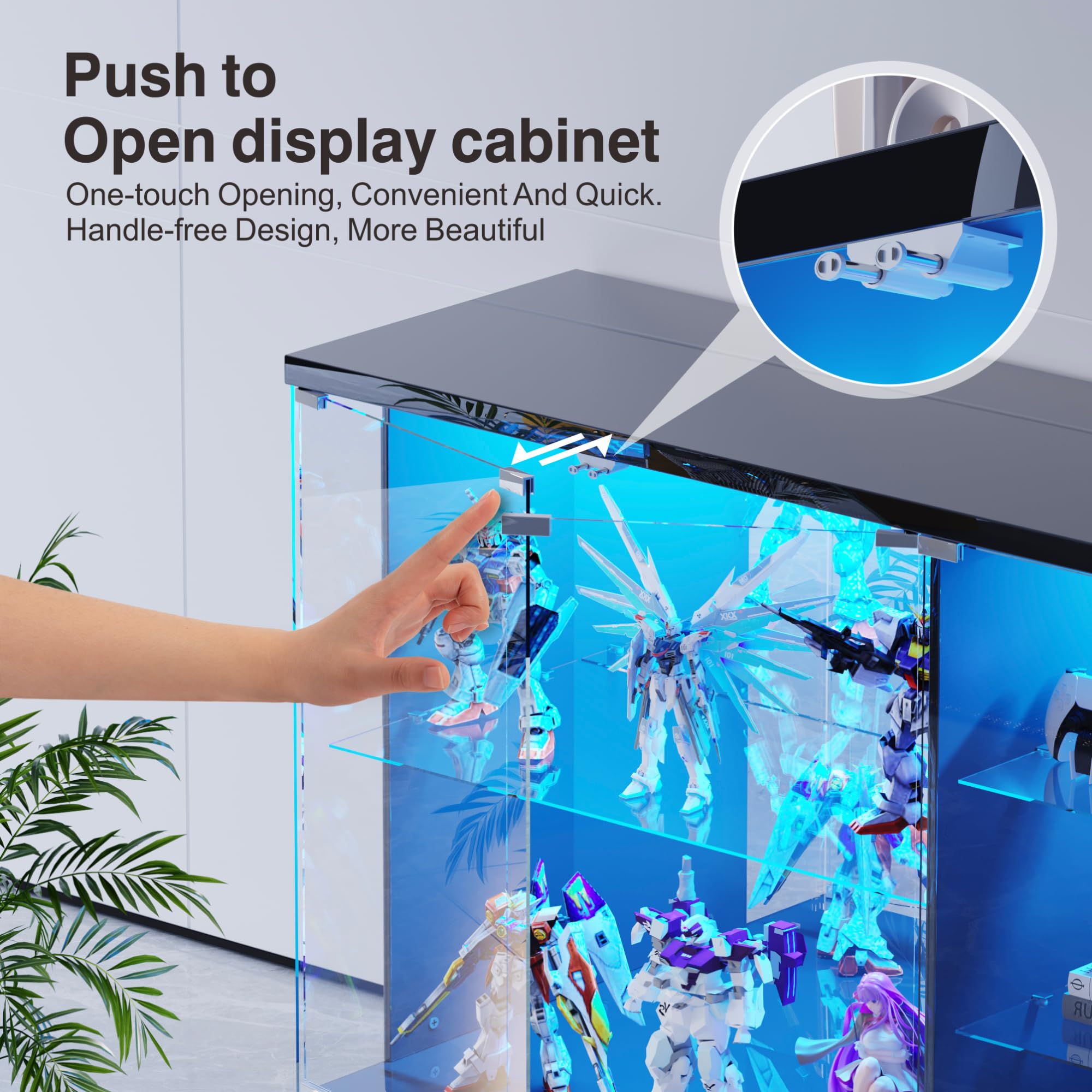 Glass Display Cabinet with LED Light and Human Body Sensor