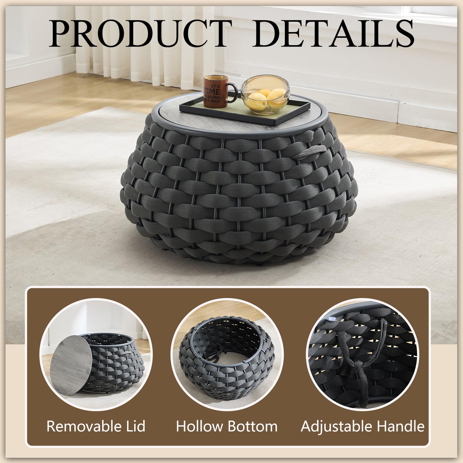 Outdoor Side Table with Removable Lid