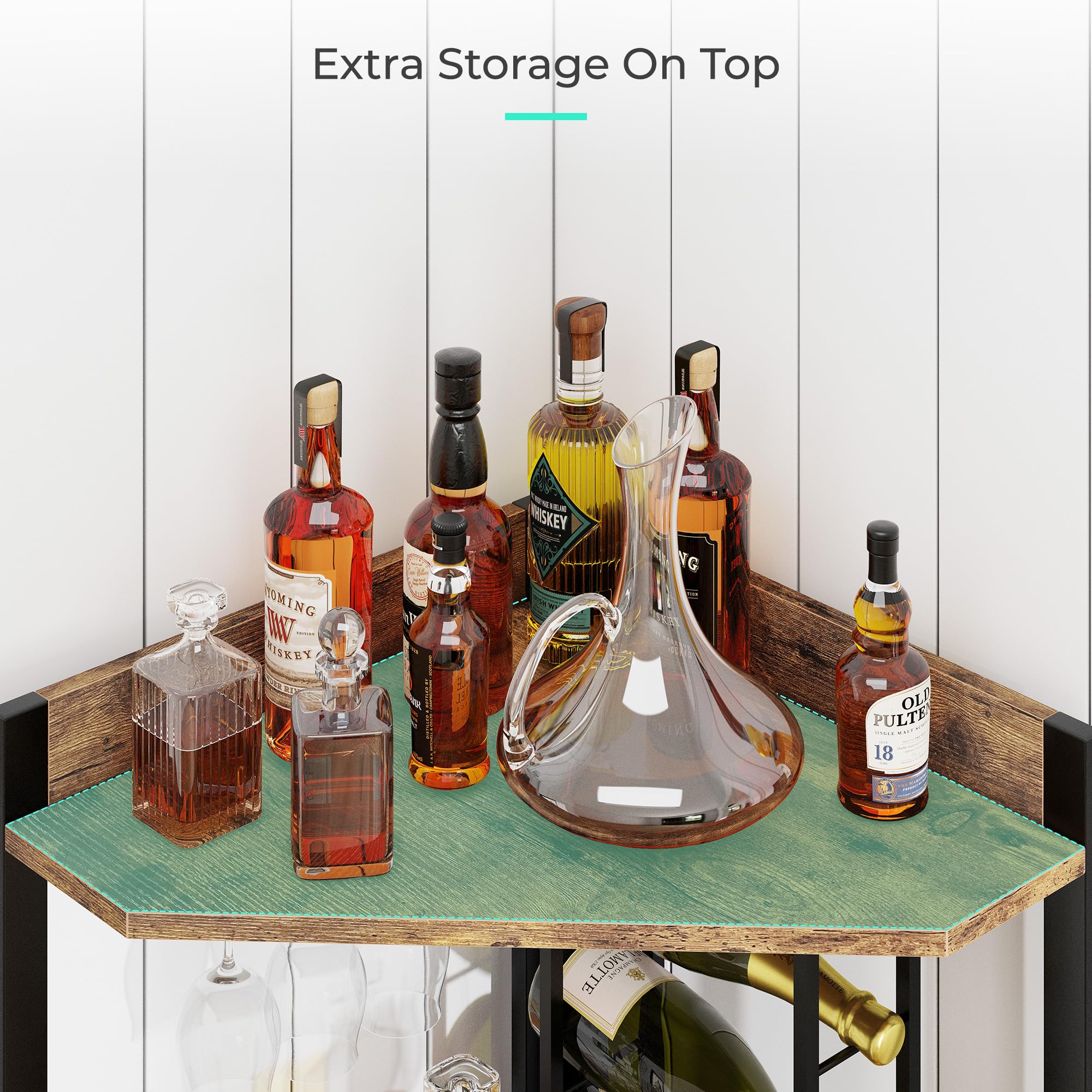 Corner Bar Cabinet with Wine Rack