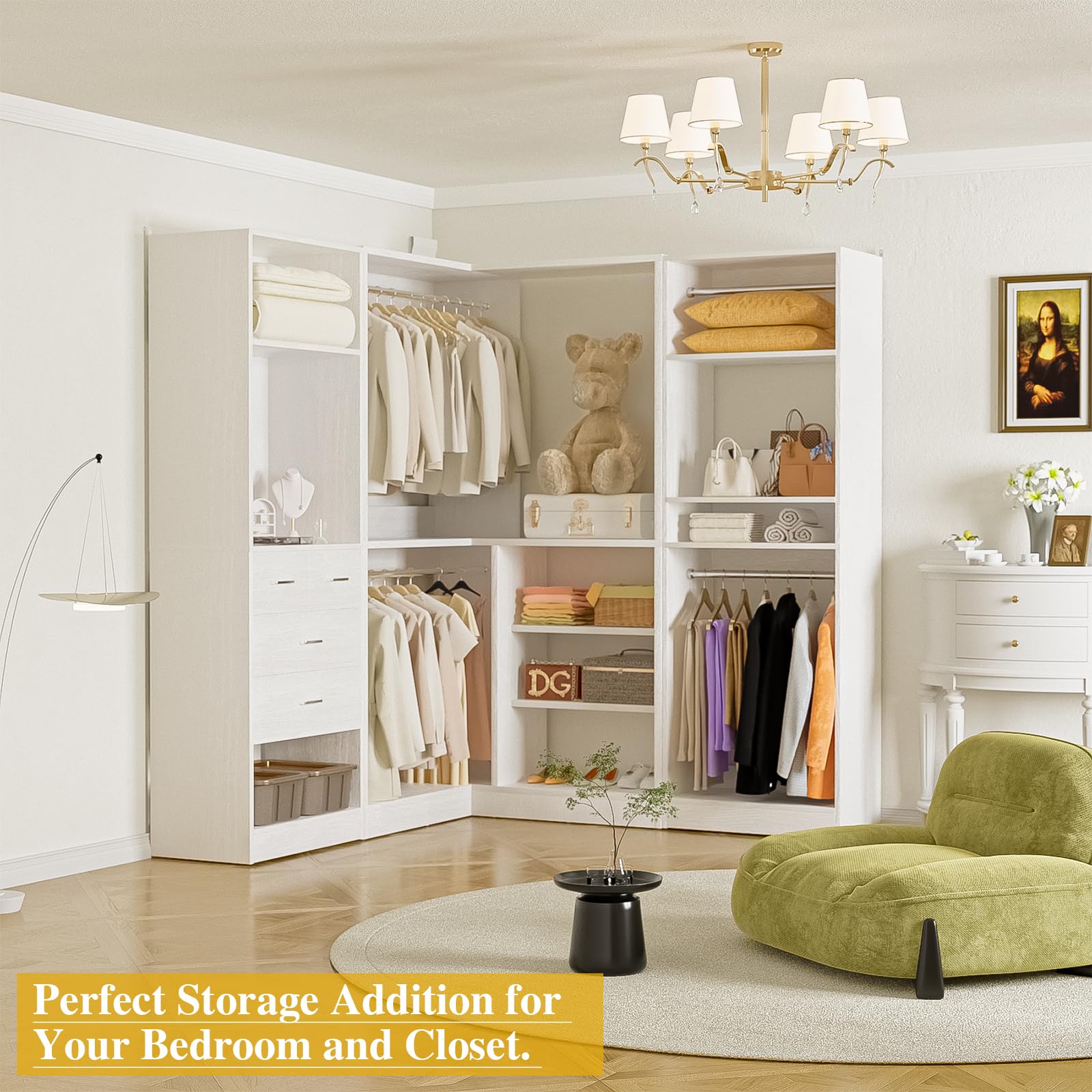 86" Corner Closet System with Mirror