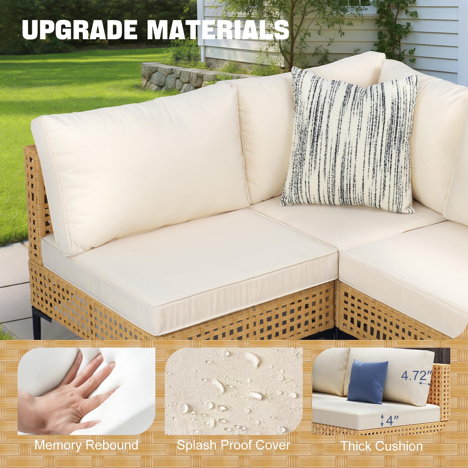5-Piece Wicker Patio Furniture Set with Coffee Table