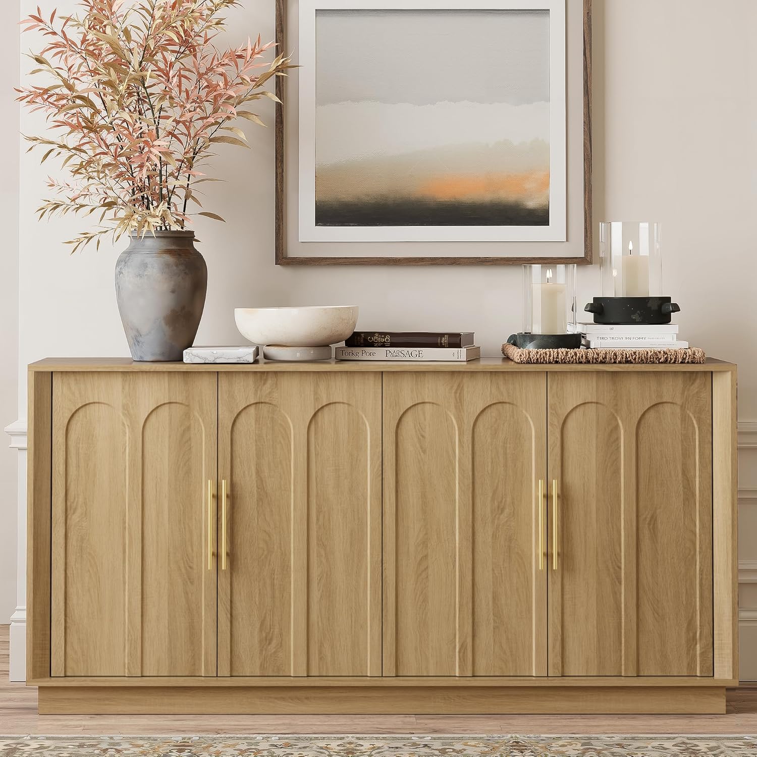 Modern Sideboard Buffet Cabinet with Arched Doors