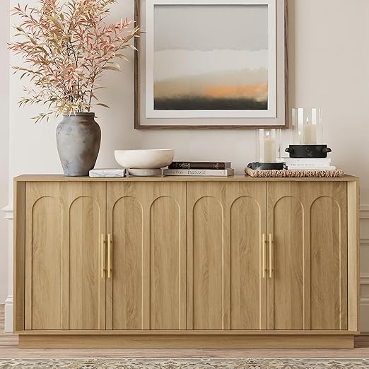 Mid-Century Modern Sideboard Cabinet with Arched Doors