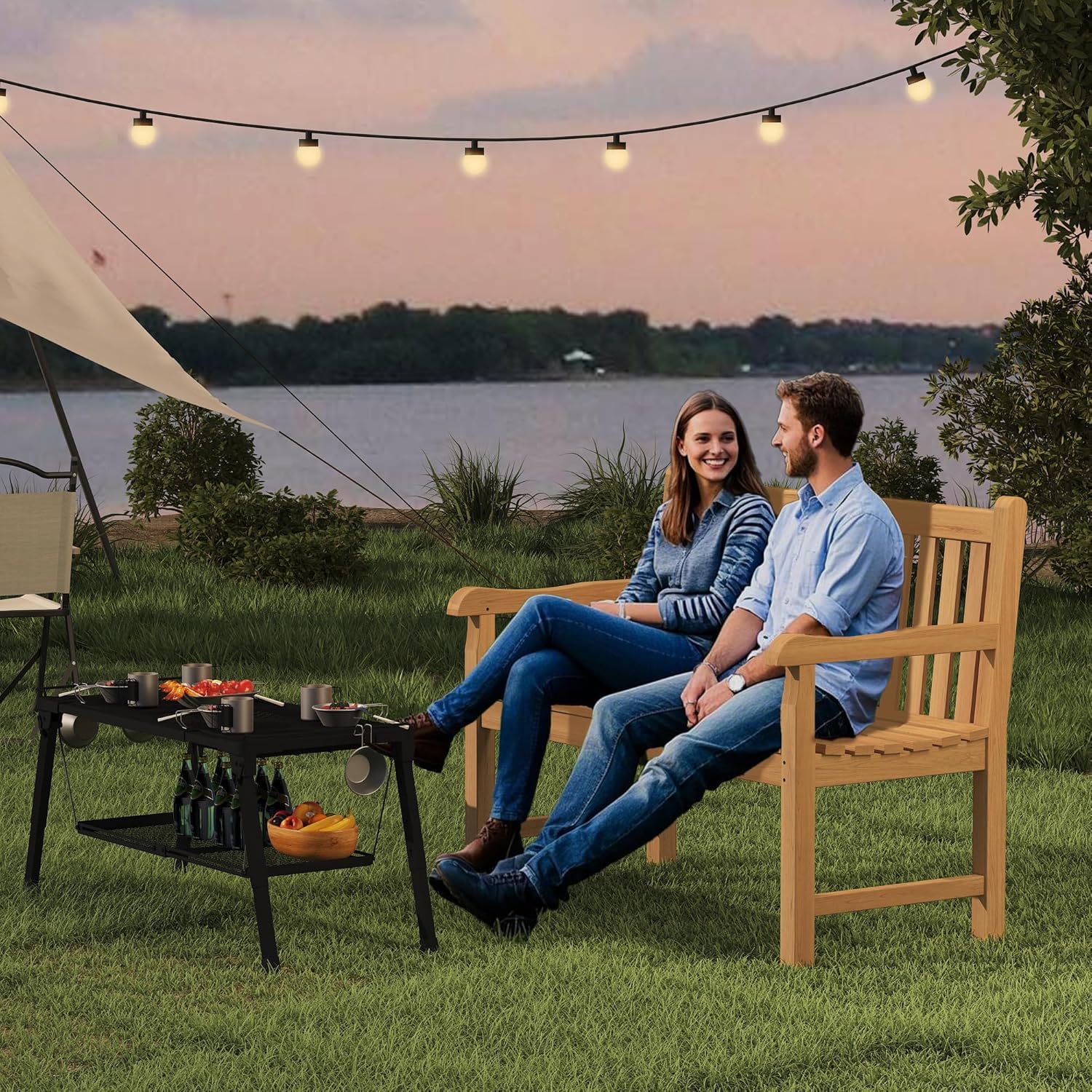 Teak Outdoor Bench for 2